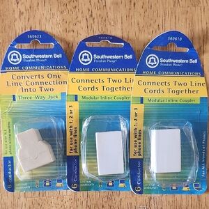 Modular Inline Coupler  Three Way Jack Set of 3 Total Southwestern Bell New